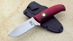 Bob Dozier K-10 New Hunter Custom made with maroon Micarta and Brass pin accent Cross draw Kydex sheath made by Bob