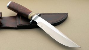 Bob Lay Custom Knife Maker Bowie with Spalted Alder & Sheep Horn handle Bob's Bowies are hard to come by Mirror finish