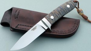 Yaroslav Hrybinets Custom made Loveless style Mammoth Tooth Drop Point Hunter handmade knife from Ukraine edge retention, stain resistance and ease of sharpening Order it today!