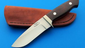 James Sponaugle XL Drop Point Hunter Loveless style custom made hunting knife Desert Ironwood handle nice fit in the hand