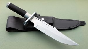 Andrii Tsybulski LSS1 Commando Fighter Movie Knife Replica Tactical Fixed Blade Survival knife Iconic! Jack Crain made the original saw teeth on spine This custom knife is made in Ukraine. Titanium handle