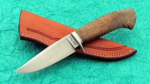 Josh Fisher Custom Forged Drop Point Hunter with Curly Mango handle fits like a glove ABS Master Smith
